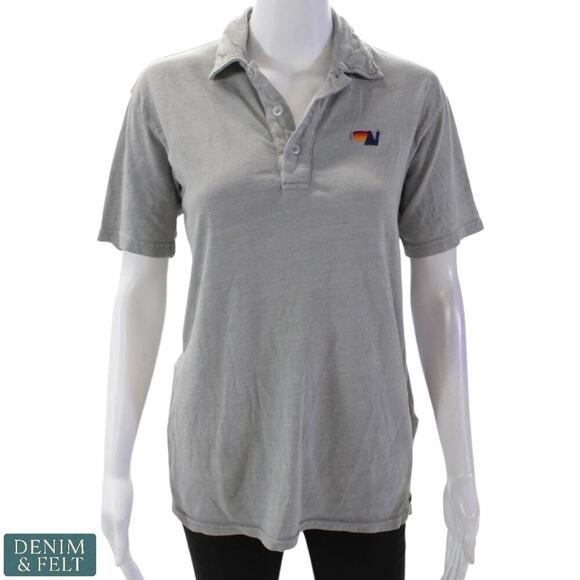 Aviator Nation Polo Shirt Small Light Grey Tri-Blend Soft Vintage Look - Picture 6 of 14